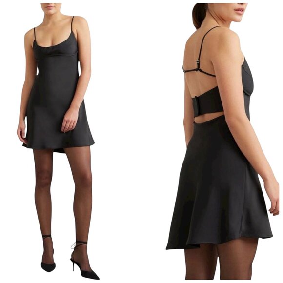 Modern Citizen Della Satin Mini Dress XS Black Cutout Slip Bust Detail - Picture 1 of 6